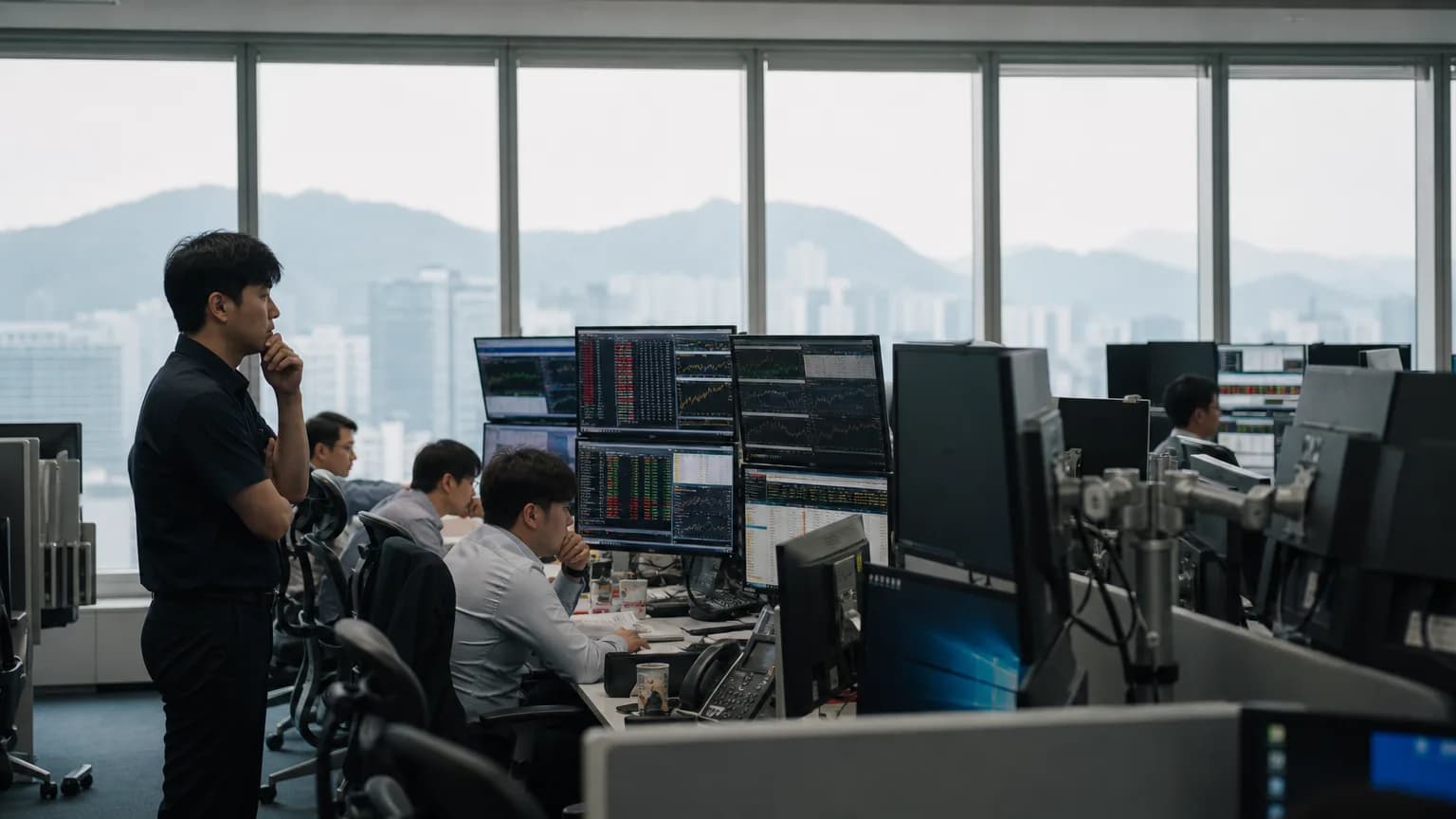 صورة توضيحية مُولّدة بالذكاء الاصطناعي: Editorial image for Korea's Chip Giants Lose Half a Trillion Dollars as AI Stock Fever Breaks