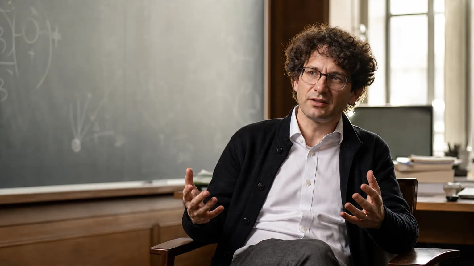 Illustration generated by AI: Editorial image for MIT Taps AI-Physics Pioneer Jesse Thaler to Lead Its Nuclear Science Laboratory