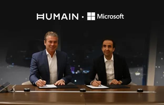 Illustration generated by AI: Editorial image for HUMAIN and Microsoft to Expand AI Push With ALLAM, FDE Tech