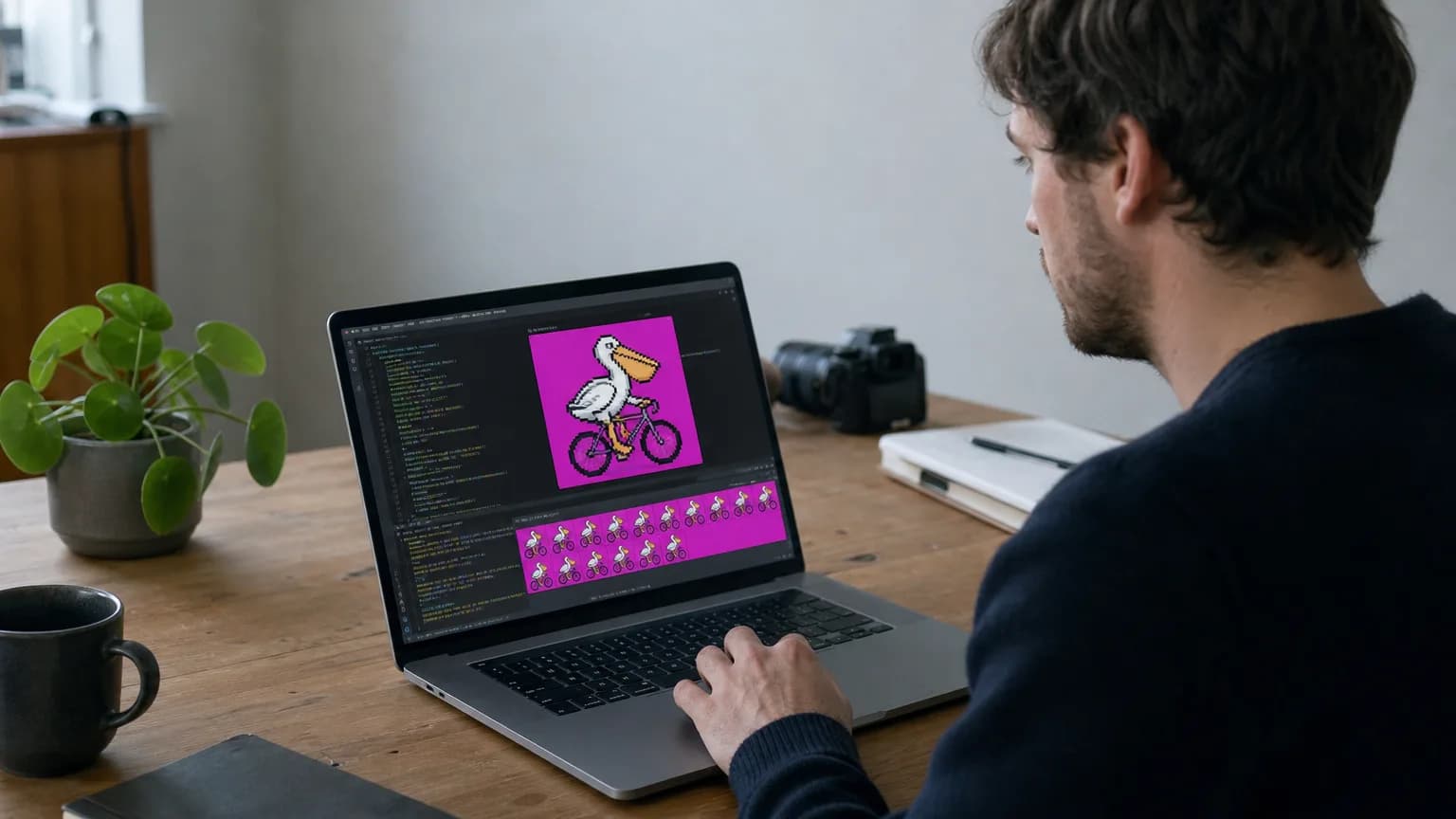 Illustration generated by AI: Editorial image for Simon Willison Builds a Cycling Pelican for Codex Desktop, and Shows His Work
