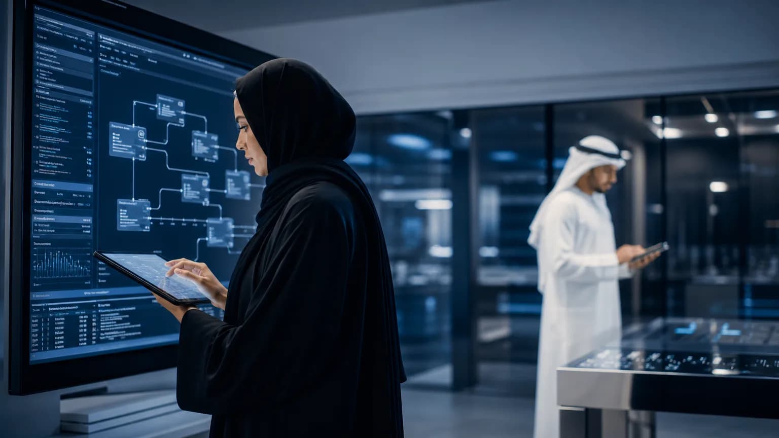 Illustration generated by AI: Editorial image for G42 and Microsoft Deepen AI Partnership With New Agent-Sharing Tool for Gulf Governments