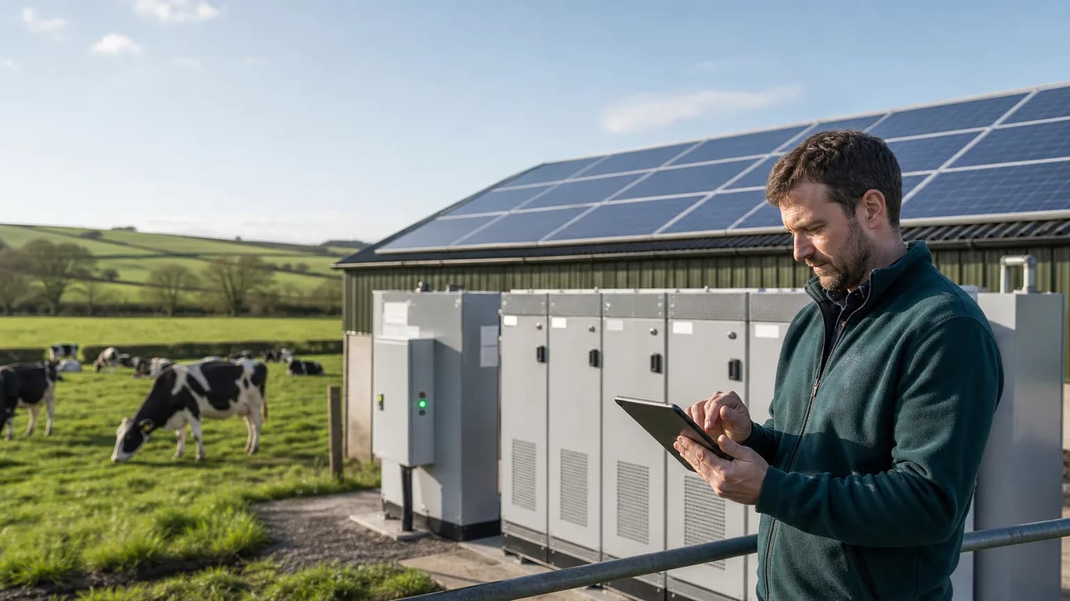 Illustration generated by AI: Editorial image for Multi-Agent Reinforcement Learning Squeezes 18% More Profit From Dairy Farm Batteries