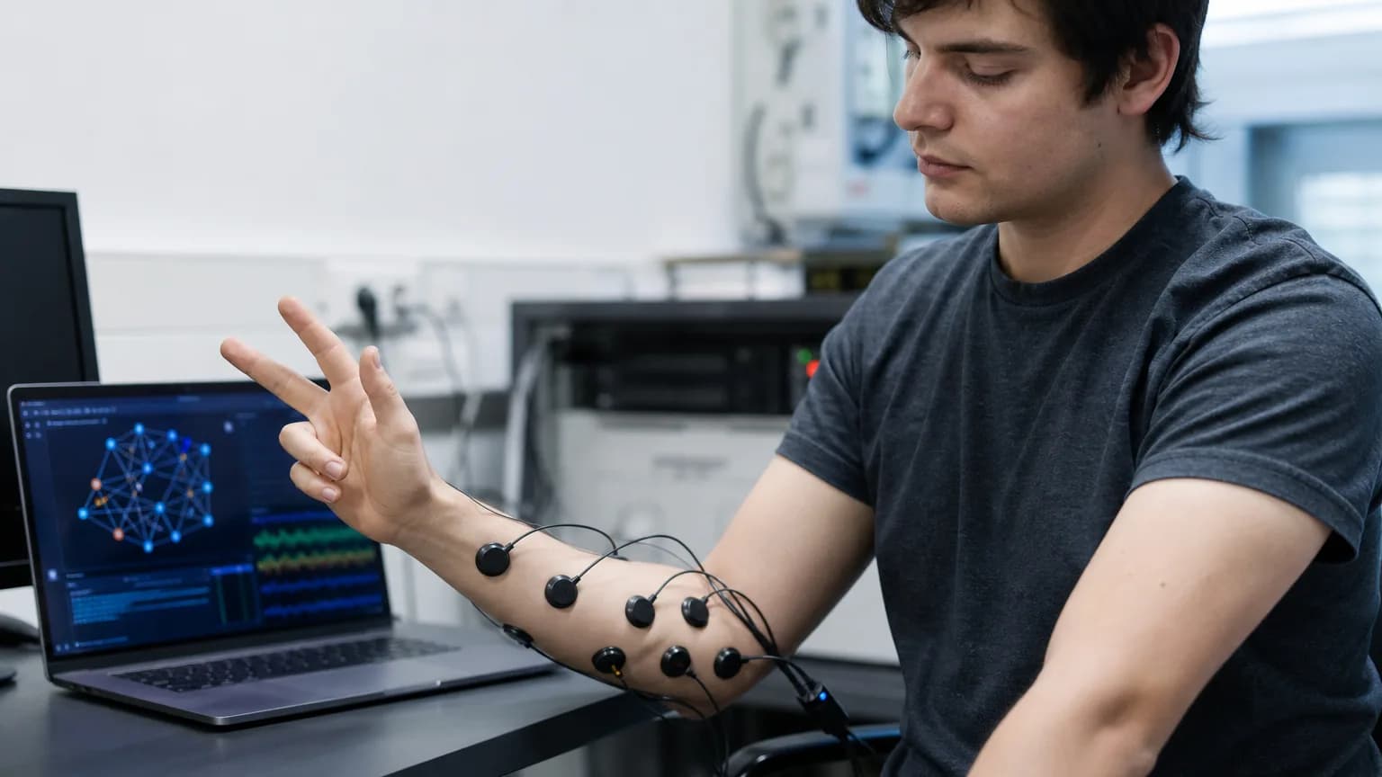 صورة توضيحية مُولّدة بالذكاء الاصطناعي: Editorial image for Graph Neural Network Hits 99% Accuracy Decoding Muscle Signals for Prosthetics in Real Time