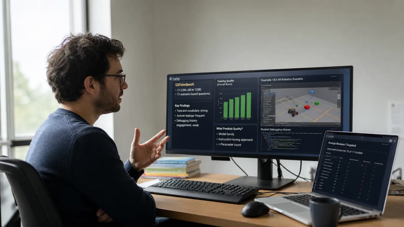 Illustration generated by AI: Editorial image for New Benchmark Exposes a Blind Spot: LLMs Struggle to Tutor Like Teachers, Not Just Talk Like Them
