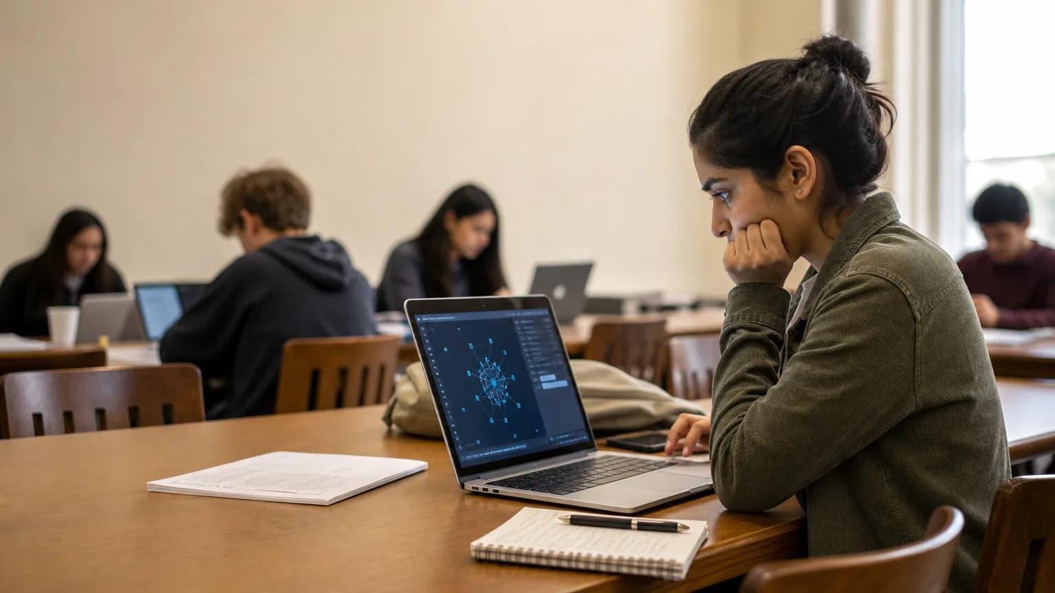 Illustration generated by AI: Editorial image for Students Are Skipping the Fundamentals of AI, and It's Skewing How They Learn It