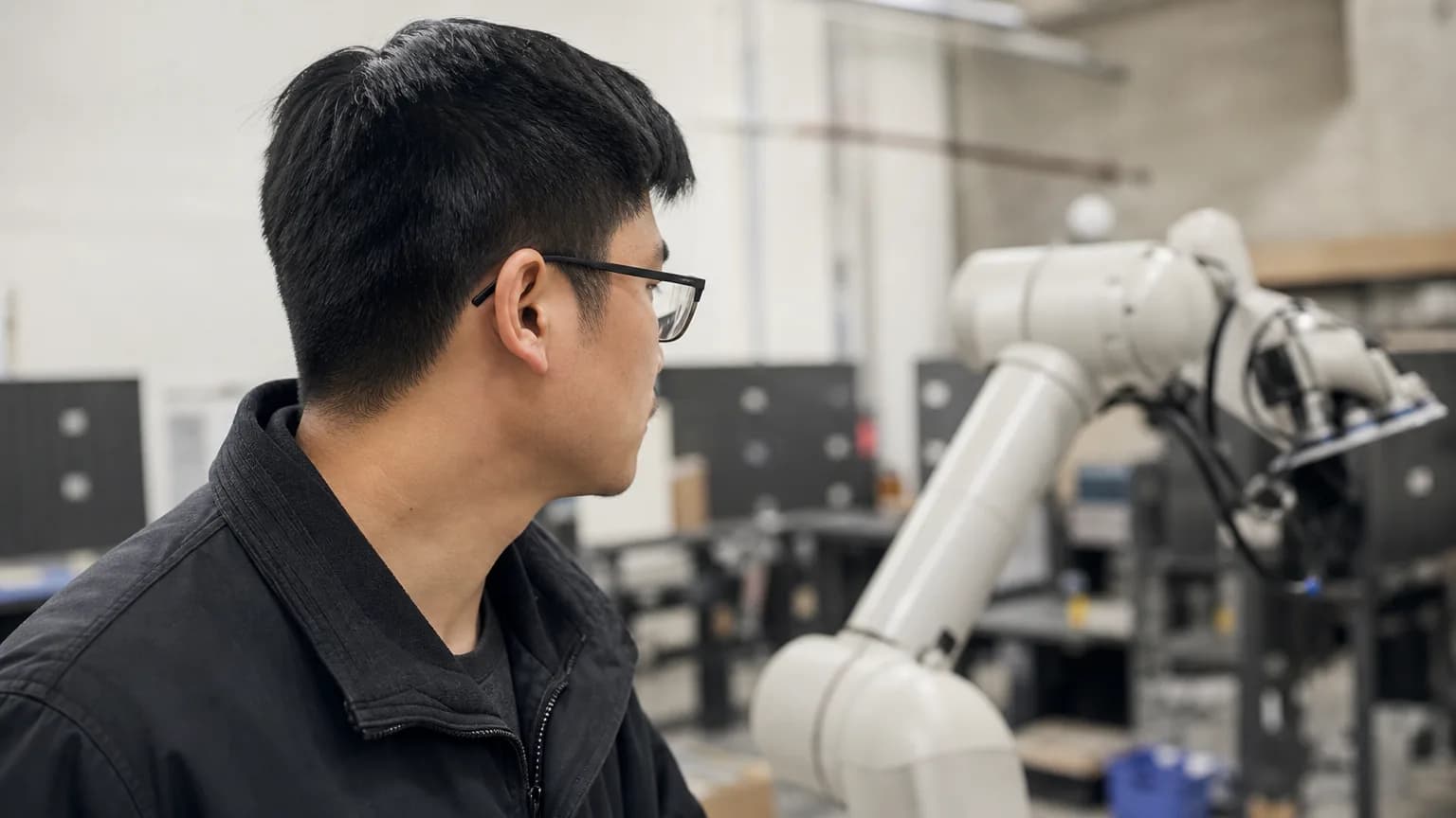 Illustration generated by AI: Editorial image for Dyna Robotics trains its robots on 1 million hours of human video