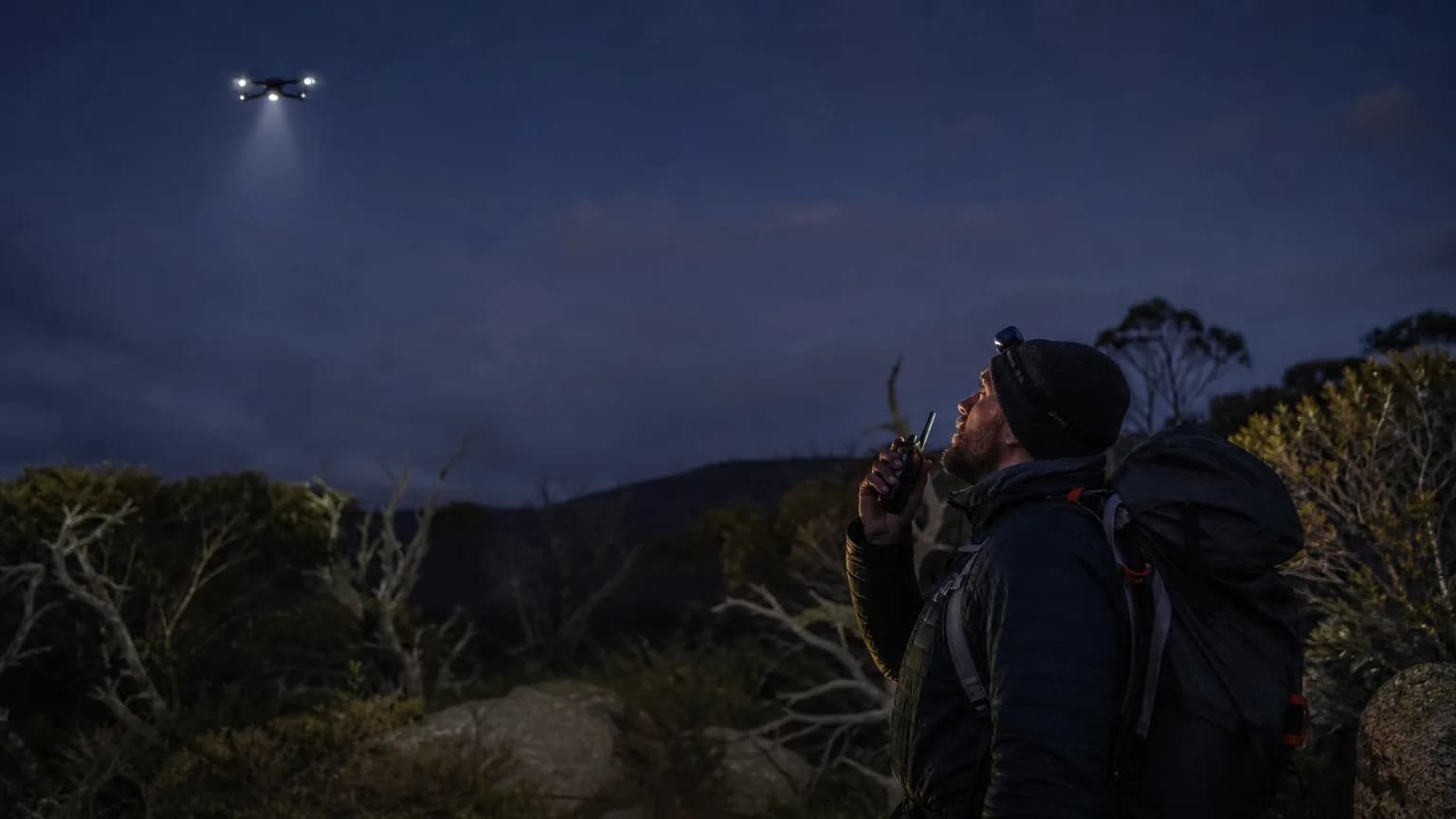 Illustration generated by AI: Editorial image for AI-Equipped Drone Makes First Rescue in Australian Alpine Wilderness, Locating Missing Hikers in Under Five Hours