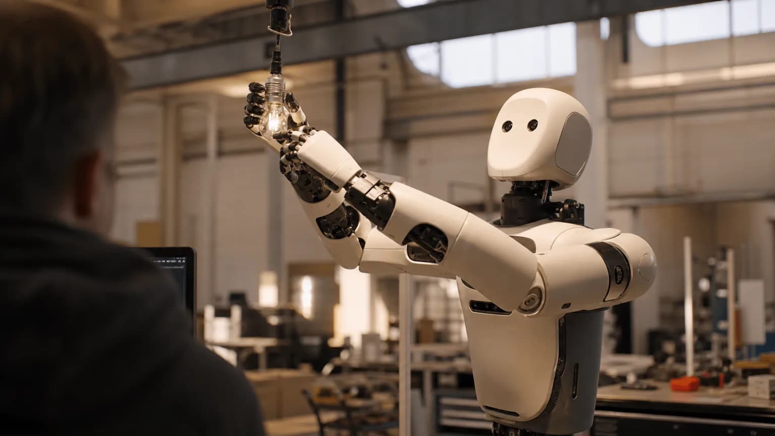 صورة توضيحية مُولّدة بالذكاء الاصطناعي: Editorial image for Google DeepMind's Gemini Robotics 2 Teaches Humanoids to Screw In Lightbulbs (Sometimes)