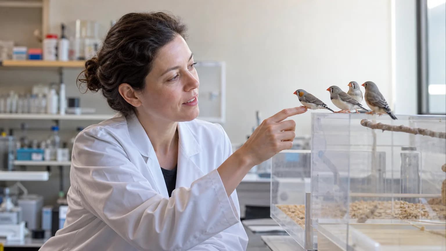 Illustration generated by AI: Editorial image for Berkeley Scientist Wins $100K Prize for Decoding the Full Vocabulary of Zebra Finch Communication