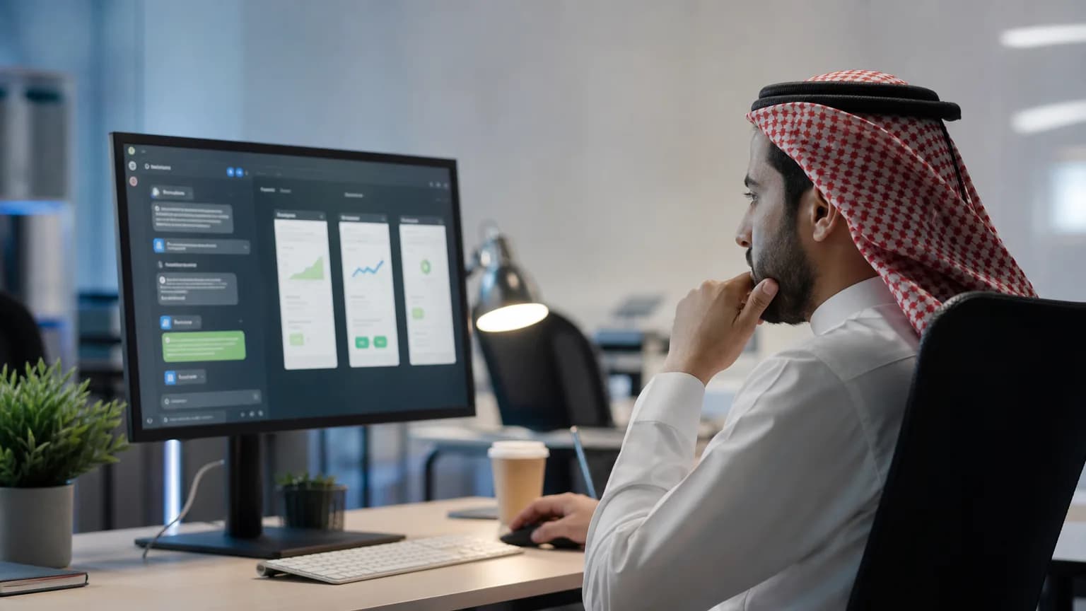 Illustration generated by AI: Saudi man is vibe coding - No Programmer, No Code: How to Build a Complete App Just by "Chatting"