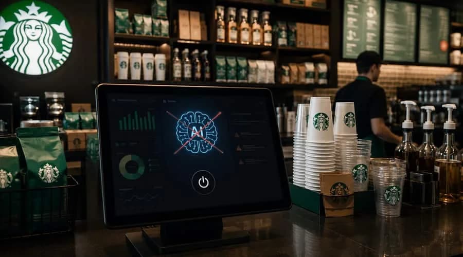 Illustration generated by AI: Editorial image for Starbucks pulls AI inventory tool after real-world accuracy gap