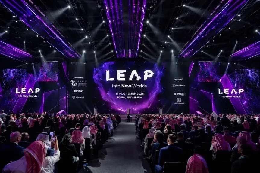 Illustration generated by AI: Editorial image for Saudi Arabia unveils AI voice assistant, cloud pilgrim system at LEAP